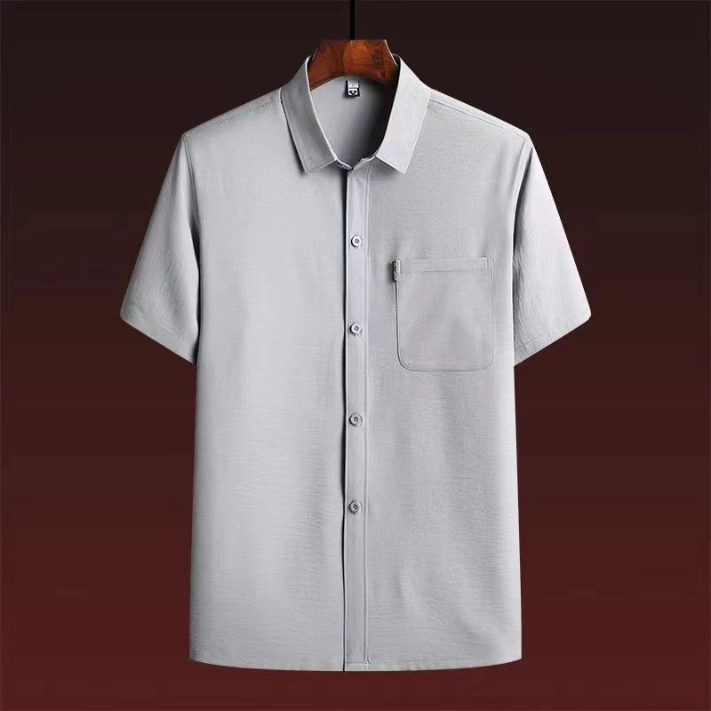 Mens Short-Sleeve Ace Button Down Light Grey |  Polos & Henleys Mens Light Grey