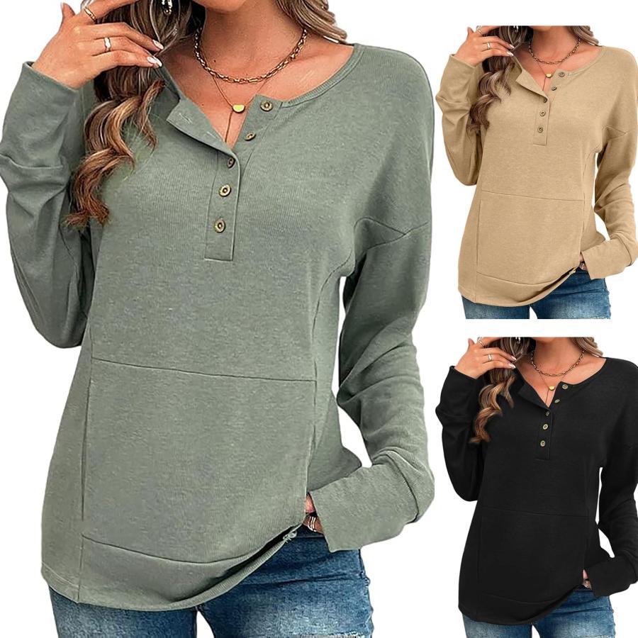 Womens Laguna Henley Light Heather Grey |  Long Sleeve Tops Long Sleeve Tops Light Heather Grey