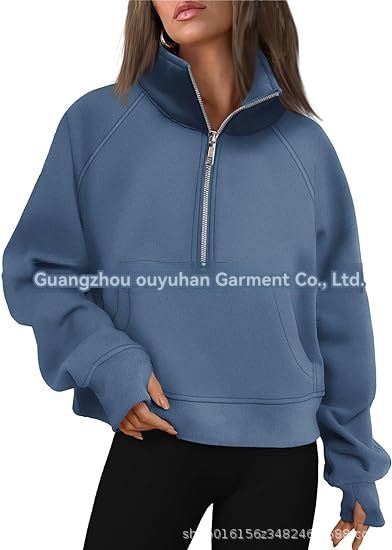 Womens Restore Half Zip Hoodie Smoke Blue |  Long Sleeve Tops Long Sleeve Tops Long Sleeve Tops