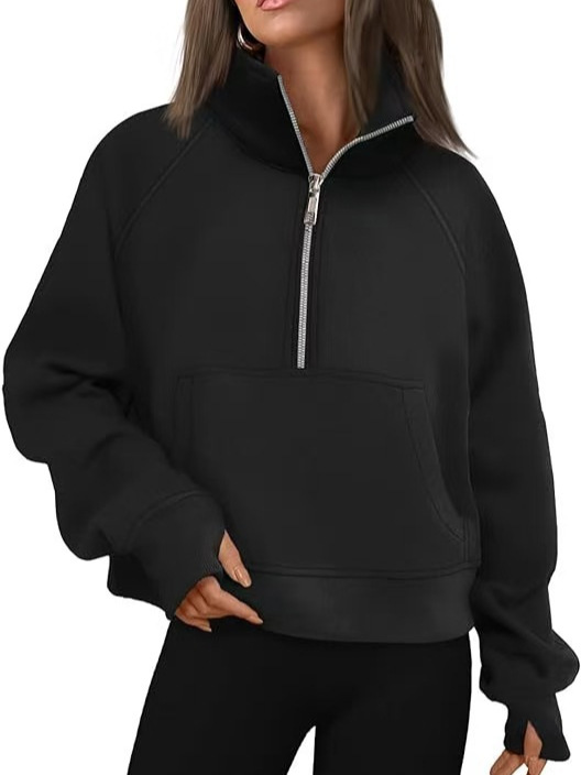 Womens Restore Half Zip Hoodie Washed Black |  Long Sleeve Tops Long Sleeve Tops Long Sleeve Tops