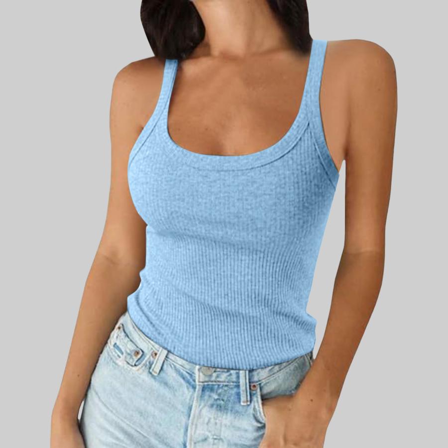 Womens Rib Crop Tank Pool Blue |  Tanks Tanks Pool Blue